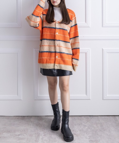 clear（クリア）の「ソフトボーダーオーバーカーディガン（ニット/セーター・レディース・オレンジ/ブルー・F）」の20枚目の写真