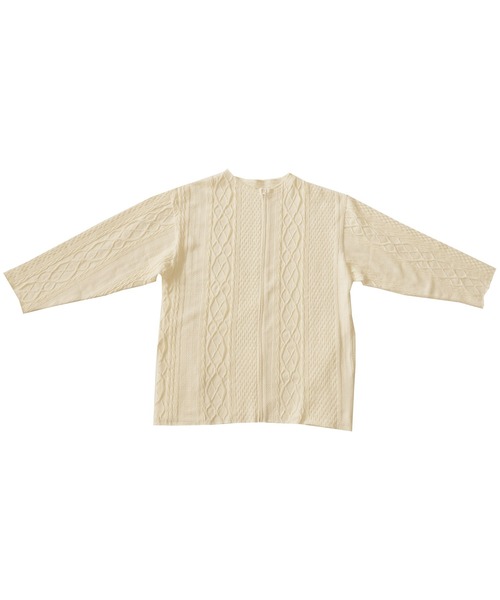 antiqua(アンティカ)の「綿100%ケーブルジャガードカットソー(Tシャツ/カットソー・レディース・スモークグレー/ナチュラル・FREE)」の22枚目の写真