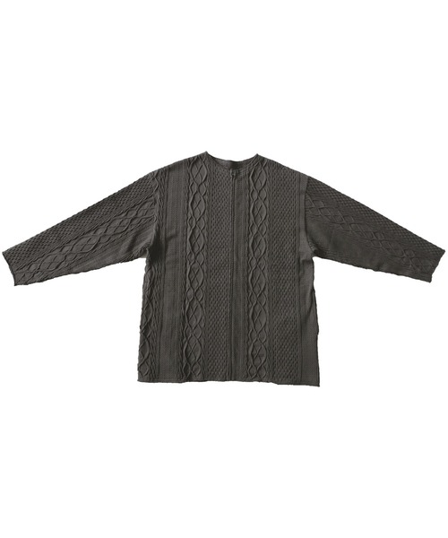 antiqua(アンティカ)の「綿100%ケーブルジャガードカットソー(Tシャツ/カットソー・レディース・スモークグレー/ナチュラル・FREE)」の21枚目の写真
