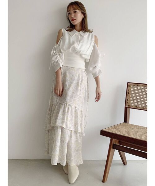 dazzlin（ダズリン）の「ギャザーパステルリブブラウス（シャツ/ブラウス・レディース・オフホワイト/ベージュ/パープル/グリーン・FREE）」の18枚目の写真