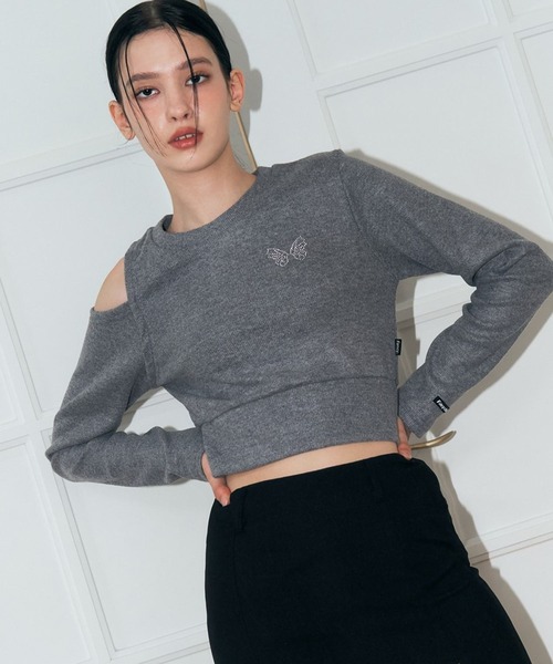 ALAND(エーランド)の「NASTY FANCY CLUB/ショルダースリット長袖TEE 2174388(Tシャツ/カットソー・レディース・グレー/ブルー・FREE)」の6枚目の写真