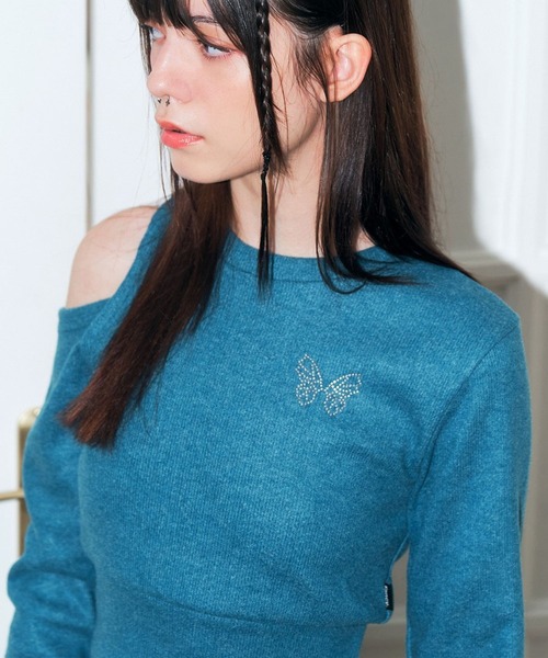 ALAND(エーランド)の「NASTY FANCY CLUB/ショルダースリット長袖TEE 2174388(Tシャツ/カットソー・レディース・グレー/ブルー・FREE)」の8枚目の写真