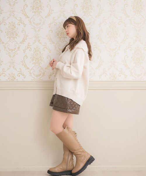 ems excite（エムズエキサイト）の「デカ襟BIGニットカーデ（カーディガン/ボレロ・レディース・ピンク/ナチュラル/ブルー・FREE）」の8枚目の写真