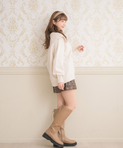 ems excite（エムズエキサイト）の「デカ襟BIGニットカーデ（カーディガン/ボレロ・レディース・ピンク/ナチュラル/ブルー・FREE）」の15枚目の写真