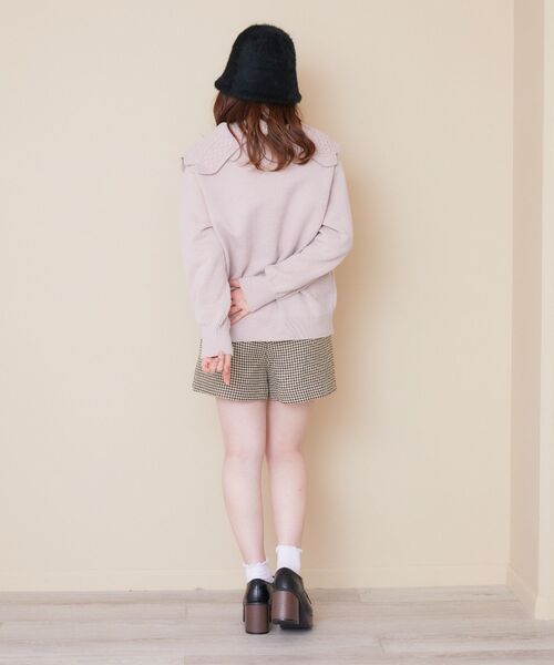 ems excite（エムズエキサイト）の「デカ襟BIGニットカーデ（カーディガン/ボレロ・レディース・ピンク/ナチュラル/ブルー・FREE）」の9枚目の写真