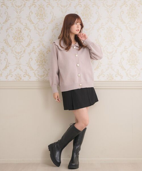 ems excite（エムズエキサイト）の「デカ襟BIGニットカーデ（カーディガン/ボレロ・レディース・ピンク/ナチュラル/ブルー・FREE）」の16枚目の写真