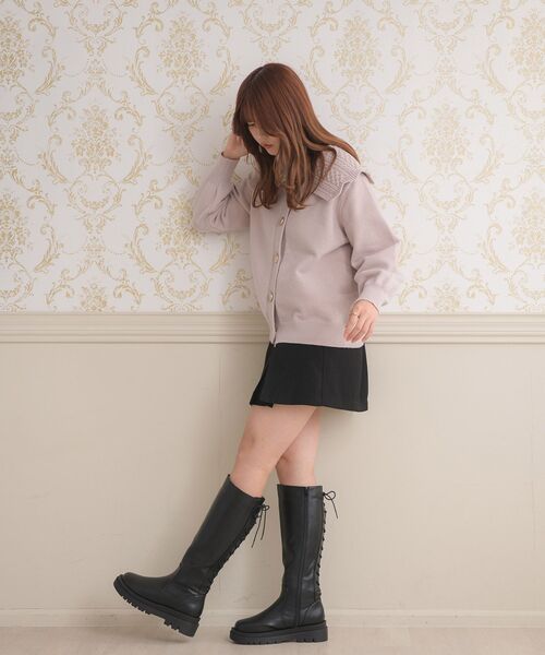 ems excite（エムズエキサイト）の「デカ襟BIGニットカーデ（カーディガン/ボレロ・レディース・ピンク/ナチュラル/ブルー・FREE）」の22枚目の写真