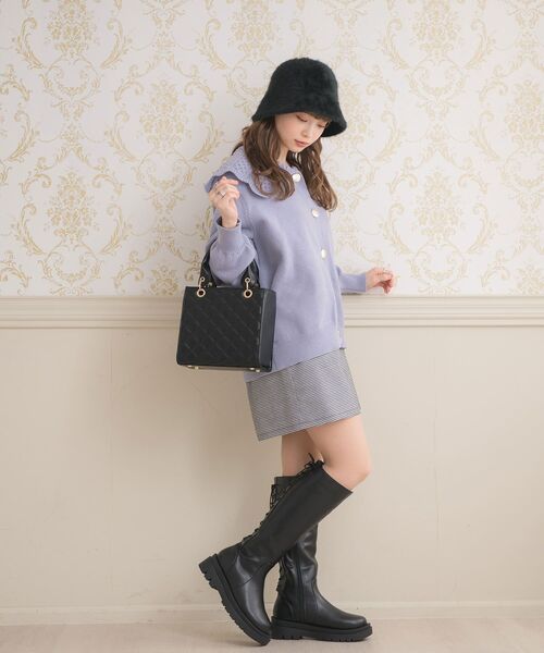 ems excite（エムズエキサイト）の「デカ襟BIGニットカーデ（カーディガン/ボレロ・レディース・ピンク/ナチュラル/ブルー・FREE）」の20枚目の写真