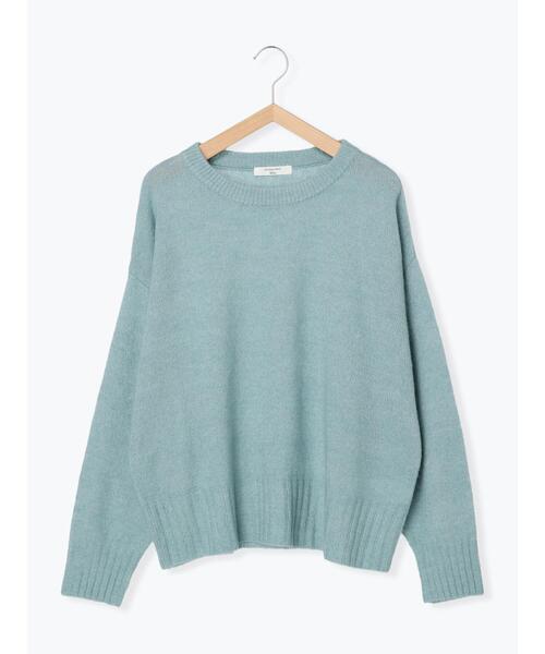 Samansa Mos2 blue(サマンサモスモスブルー)の「ヤクタッチクルーニット(ニット/セーター・レディース・ベージュ/ミント/イエロー/サックスブルー/キナリ・フリ-)」の1枚目の写真