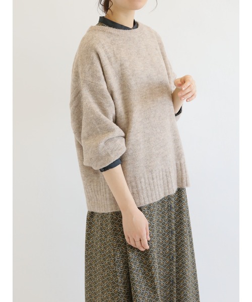 Samansa Mos2 blue(サマンサモスモスブルー)の「ヤクタッチクルーニット(ニット/セーター・レディース・ベージュ/ミント/イエロー/サックスブルー/キナリ・フリ-)」の18枚目の写真