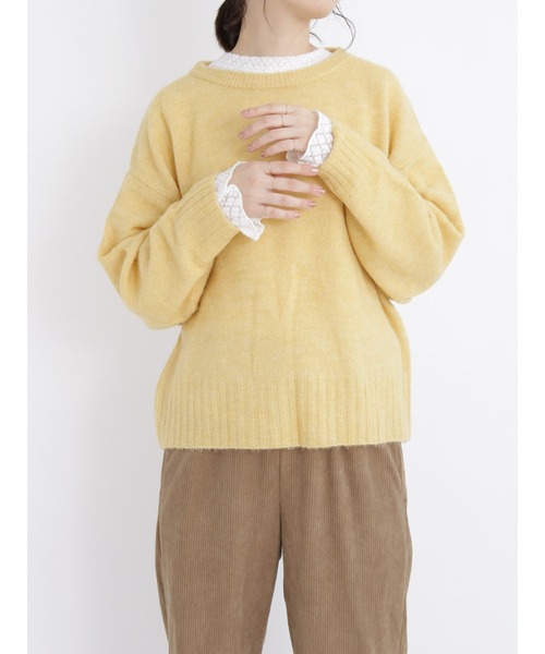 Samansa Mos2 blue(サマンサモスモスブルー)の「ヤクタッチクルーニット(ニット/セーター・レディース・ベージュ/ミント/イエロー/サックスブルー/キナリ・フリ-)」の14枚目の写真