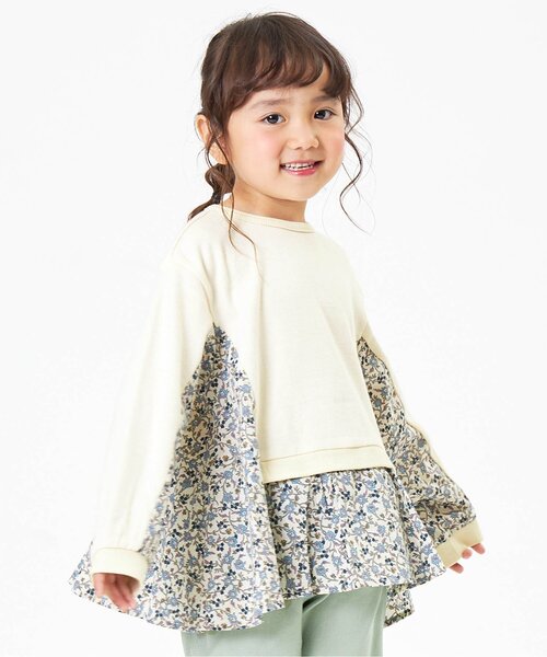 Seraph(セラフ)の「異素材変形長袖Tシャツ(Tシャツ/カットソー・キッズ・ミント/ピンク/オフホワイト・80/90/95/100/110/120/130/140)」の2枚目の写真