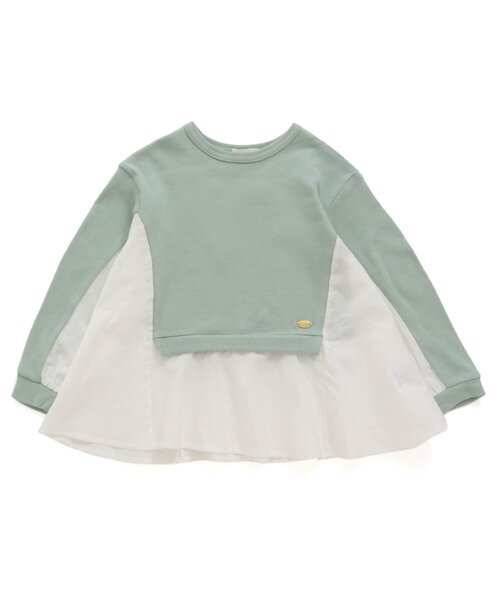 Seraph(セラフ)の「異素材変形長袖Tシャツ(Tシャツ/カットソー・キッズ・ミント/ピンク/オフホワイト・80/90/95/100/110/120/130/140)」の3枚目の写真