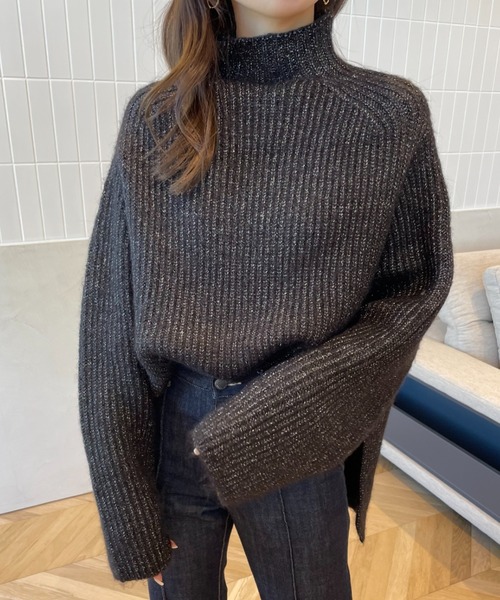 EIMY ISTOIRE（エイミーイストワール）の「シャイニールーズニットプルオーバー（ニット/セーター・レディース・ブラック/ピンク/ライトグレー/ブラウン/ラベンダー・FREE）」の6枚目の写真