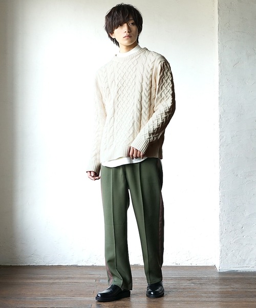 MinoriTY（マイノリティ）の「ケーブルニット モールヤーン クルーネックセーター 春服 冬服（ニット/セーター・メンズ・ブラック/オフホワイト/ピンク/ブルー・M/XL/L）」の8枚目の写真