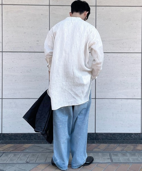 Vlas Blomme(ヴラスブラム)の「【Vlas Blomme×JOHNBULL】別注チュニックシャツ(シャツ/ブラウス・メンズ・ネイビー/ホワイト系その他・FREE)」の10枚目の写真