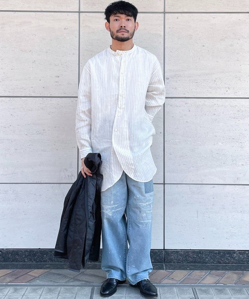 Vlas Blomme(ヴラスブラム)の「【Vlas Blomme×JOHNBULL】別注チュニックシャツ(シャツ/ブラウス・メンズ・ネイビー/ホワイト系その他・FREE)」の3枚目の写真