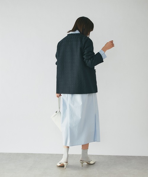 RIVE DROITE（リヴドロワ）の「WEB限定/トレンド感と上品さのバランスが◎/ツイードノーカラージャケット（ノーカラージャケット・レディース・オフホワイト/ネイビー・FREE）」の15枚目の写真