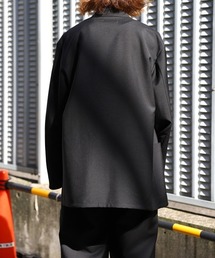 LAPELLESS SHIRT JACKET WOOL SOFT SERGE - marka 「Area」