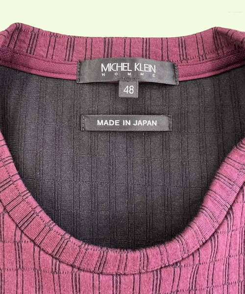 MICHEL KLEIN HOMME   （ミッシェルクランオム）の「【2023年モデル】《日本製》ブロック柄クルーネックカットソー（Tシャツ/カットソー・メンズ・パープル/ホワイト/ブラック・LARGE/MEDIUM/X-LARGE）」の5枚目の写真