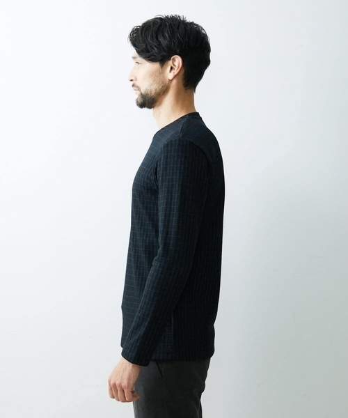 MICHEL KLEIN HOMME   （ミッシェルクランオム）の「【2023年モデル】《日本製》ブロック柄クルーネックカットソー（Tシャツ/カットソー・メンズ・パープル/ホワイト/ブラック・LARGE/MEDIUM/X-LARGE）」の9枚目の写真