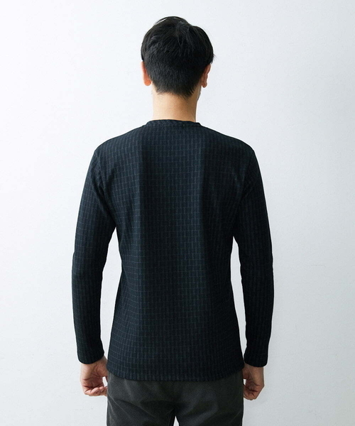 MICHEL KLEIN HOMME   （ミッシェルクランオム）の「【2023年モデル】《日本製》ブロック柄クルーネックカットソー（Tシャツ/カットソー・メンズ・パープル/ホワイト/ブラック・LARGE/MEDIUM/X-LARGE）」の10枚目の写真