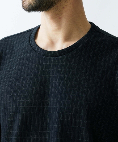 MICHEL KLEIN HOMME   （ミッシェルクランオム）の「【2023年モデル】《日本製》ブロック柄クルーネックカットソー（Tシャツ/カットソー・メンズ・パープル/ホワイト/ブラック・LARGE/MEDIUM/X-LARGE）」の11枚目の写真