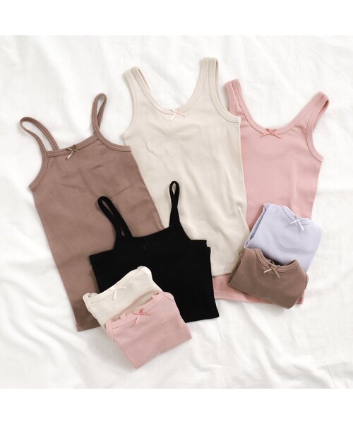 apres les cours（アプレレクール）の「深あきインナータンクトップ（タンクトップ・キッズ・ベージュ/ブラック/クリーム/ラベンダー/ピンク・80/90/100/110/120/130）」の6枚目の写真