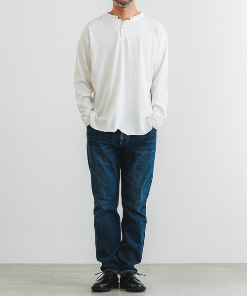 quadro(クオドロ)の「40/2CM天竺ヘンリーネックプルオーバー(Tシャツ/カットソー・メンズ・ダークネイビー/グレー/ブルーグレー/オフホワイト・MEDIUM/LARGE)」の13枚目の写真