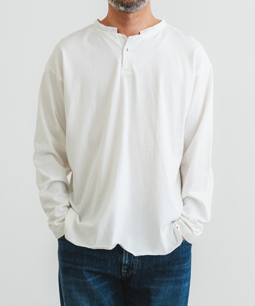 quadro(クオドロ)の「40/2CM天竺ヘンリーネックプルオーバー(Tシャツ/カットソー・メンズ・ダークネイビー/グレー/ブルーグレー/オフホワイト・MEDIUM/LARGE)」の12枚目の写真