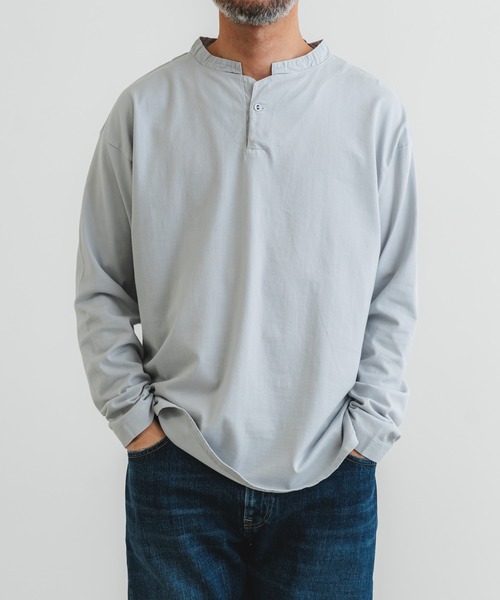 quadro(クオドロ)の「40/2CM天竺ヘンリーネックプルオーバー(Tシャツ/カットソー・メンズ・ダークネイビー/グレー/ブルーグレー/オフホワイト・MEDIUM/LARGE)」の14枚目の写真