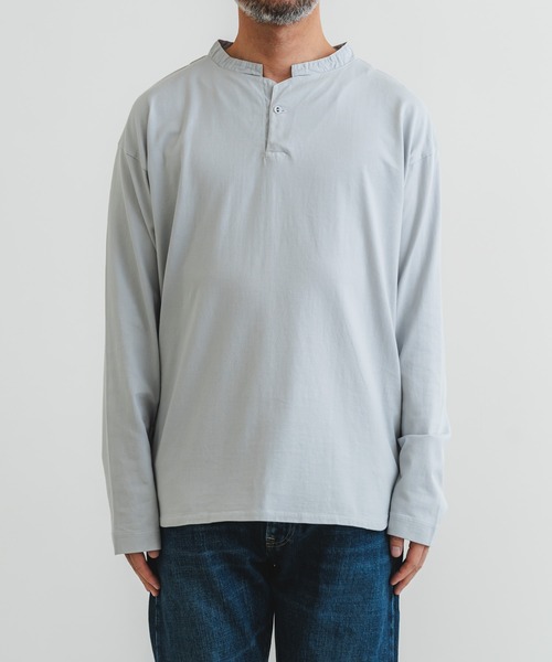 quadro(クオドロ)の「40/2CM天竺ヘンリーネックプルオーバー(Tシャツ/カットソー・メンズ・ダークネイビー/グレー/ブルーグレー/オフホワイト・MEDIUM/LARGE)」の18枚目の写真