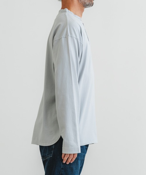 quadro(クオドロ)の「40/2CM天竺ヘンリーネックプルオーバー(Tシャツ/カットソー・メンズ・ダークネイビー/グレー/ブルーグレー/オフホワイト・MEDIUM/LARGE)」の19枚目の写真