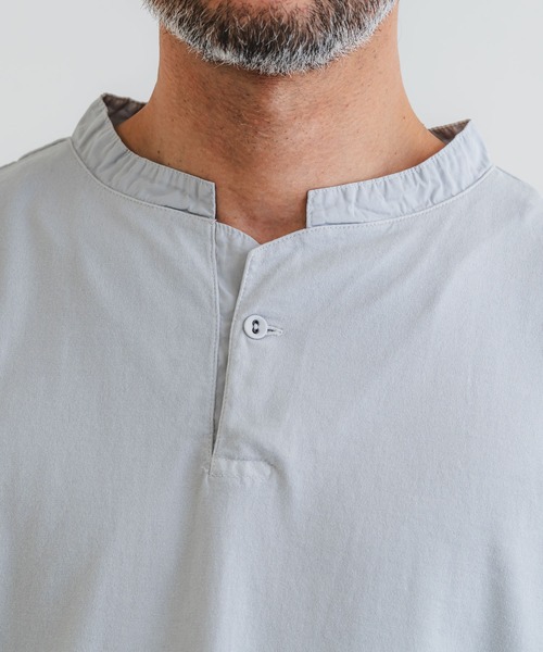 quadro(クオドロ)の「40/2CM天竺ヘンリーネックプルオーバー(Tシャツ/カットソー・メンズ・ダークネイビー/グレー/ブルーグレー/オフホワイト・MEDIUM/LARGE)」の8枚目の写真