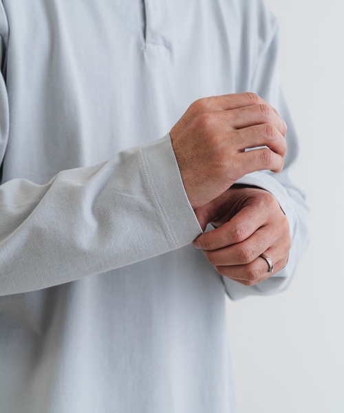 quadro(クオドロ)の「40/2CM天竺ヘンリーネックプルオーバー(Tシャツ/カットソー・メンズ・ダークネイビー/グレー/ブルーグレー/オフホワイト・MEDIUM/LARGE)」の9枚目の写真