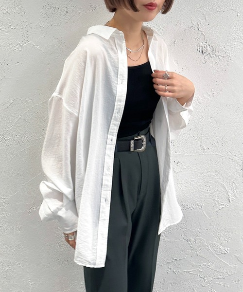 apres jour mignon（アプレジュールミニョン）の「カラーシャツ【ZOZOTOWN限定アイテム】（シャツ/ブラウス・レディース・オフホワイト/ブルー/オレンジ/ピンク/グリーン/アイボリー/ダークパープル/グレー・フリー/X-LARGE）」の11枚目の写真