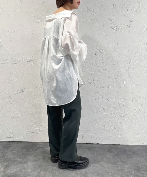 apres jour mignon（アプレジュールミニョン）の「カラーシャツ【ZOZOTOWN限定アイテム】（シャツ/ブラウス・レディース・オフホワイト/ブルー/オレンジ/ピンク/グリーン/アイボリー/ダークパープル/グレー・フリー/X-LARGE）」の15枚目の写真