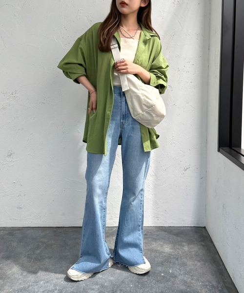 apres jour mignon（アプレジュールミニョン）の「カラーシャツ【ZOZOTOWN限定アイテム】（シャツ/ブラウス・レディース・オフホワイト/ブルー/オレンジ/ピンク/グリーン/アイボリー/ダークパープル/グレー・フリー/X-LARGE）」の21枚目の写真