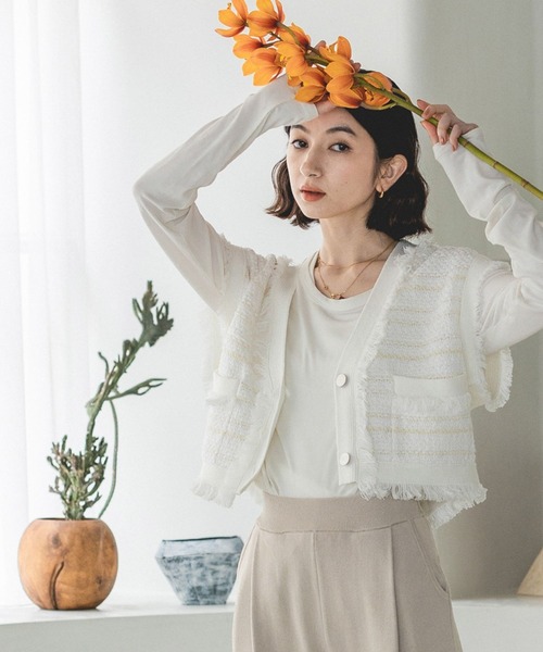 eL（エル）の「【eL】Knit Compact Gilet/193556（ベスト・レディース・ホワイト系その他/グリーン系その他/ネイビー系/ブラック系その他・FREE）」の8枚目の写真
