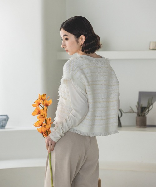 eL（エル）の「【eL】Knit Compact Gilet/193556（ベスト・レディース・ホワイト系その他/グリーン系その他/ネイビー系/ブラック系その他・FREE）」の9枚目の写真