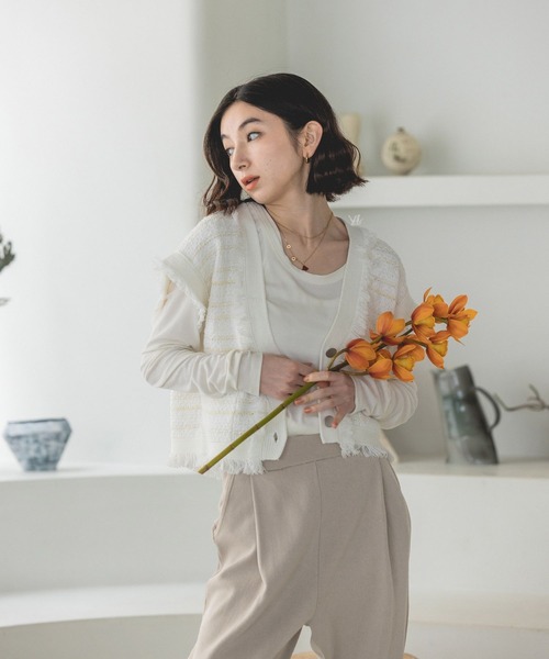 eL（エル）の「【eL】Knit Compact Gilet/193556（ベスト・レディース・ホワイト系その他/グリーン系その他/ネイビー系/ブラック系その他・FREE）」の10枚目の写真