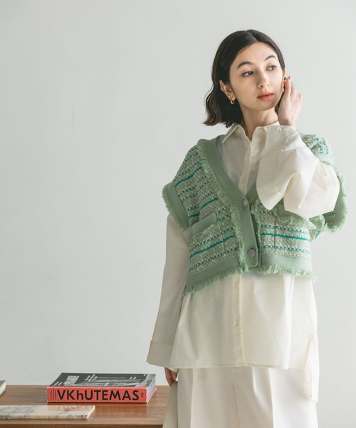 eL（エル）の「【eL】Knit Compact Gilet/193556（ベスト・レディース・ホワイト系その他/グリーン系その他/ネイビー系/ブラック系その他・FREE）」の14枚目の写真