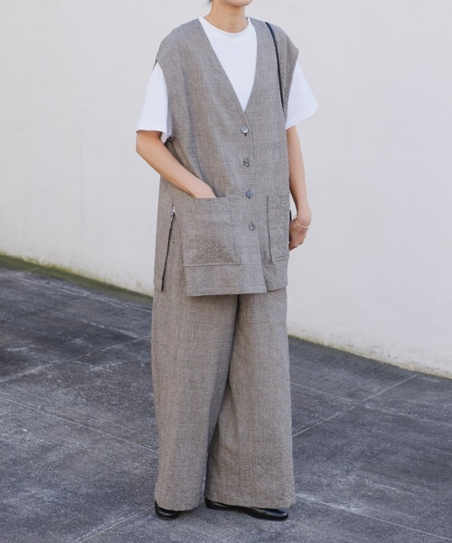 BEARDSLEY ビアズリーリネンチェックパンツ FREE BEARDSLEY ビアズリー
