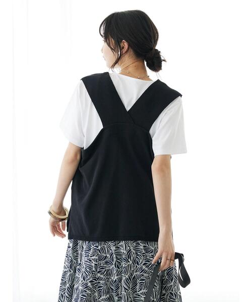 CRAFT STANDARD BOUTIQUE（クラフトスタンダードブティック）の「SET カットプルオーバー+ニットベスト（Tシャツ/カットソー・レディース・ベージュ/カーキ/ブラック・FREE）」の22枚目の写真