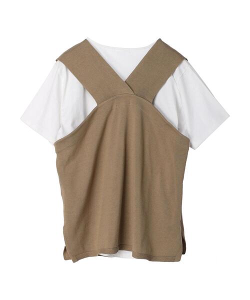 CRAFT STANDARD BOUTIQUE（クラフトスタンダードブティック）の「SET カットプルオーバー+ニットベスト（Tシャツ/カットソー・レディース・ベージュ/カーキ/ブラック・FREE）」の16枚目の写真