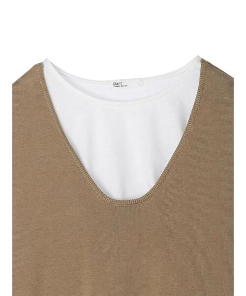 CRAFT STANDARD BOUTIQUE（クラフトスタンダードブティック）の「SET カットプルオーバー+ニットベスト（Tシャツ/カットソー・レディース・ベージュ/カーキ/ブラック・FREE）」の15枚目の写真