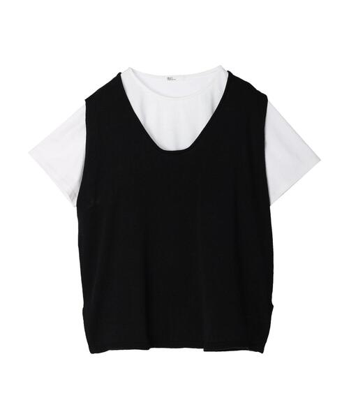 CRAFT STANDARD BOUTIQUE（クラフトスタンダードブティック）の「SET カットプルオーバー+ニットベスト（Tシャツ/カットソー・レディース・ベージュ/カーキ/ブラック・FREE）」の6枚目の写真
