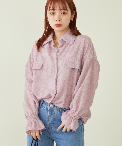 mebole(メボレ)の「フラワージャガードシャツ(シャツ/ブラウス・レディース・アイボリー/ブラック/ホワイト/ピンク・FREE)」の4枚目の写真
