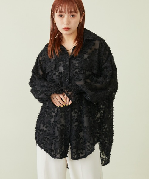 mebole(メボレ)の「フラワージャガードシャツ(シャツ/ブラウス・レディース・アイボリー/ブラック/ホワイト/ピンク・FREE)」の12枚目の写真