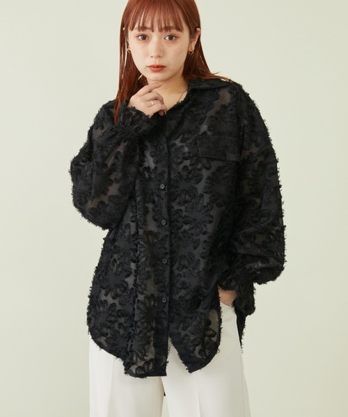 mebole(メボレ)の「フラワージャガードシャツ(シャツ/ブラウス・レディース・アイボリー/ブラック/ホワイト/ピンク・FREE)」の14枚目の写真